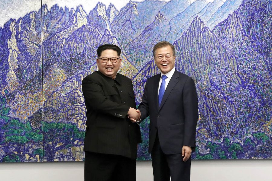 Photo of North Korean leader Kim Jong Un(left) with South Korean President Moon Jae-In(right) Photo courtesy of Cheongwadae / Blue House.