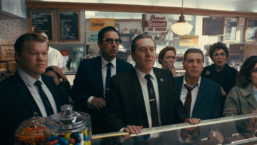 An all-star lineup shines bright in Martin Scorsese’s mob flick “The Irishman.” Courtesy of Netflix.