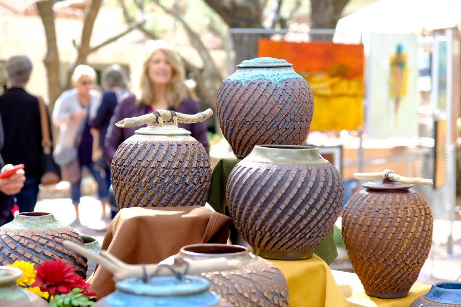 Textured vases by ceramic artist Barry Vantiger. Photo by Doug de Wet/SAC Media.
