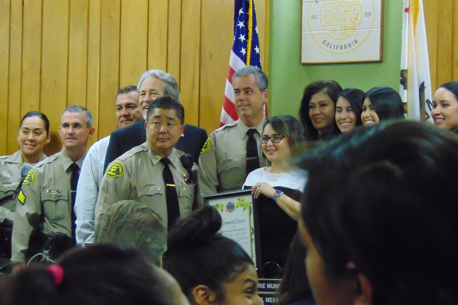 The+council+surprised+Police+Chief+Lt.+Pete+Cacheiro+by+honoring+him+in+the+meeting.+Photo+Credit%3A+Joshua+Sanchez%2FSAC.Media.