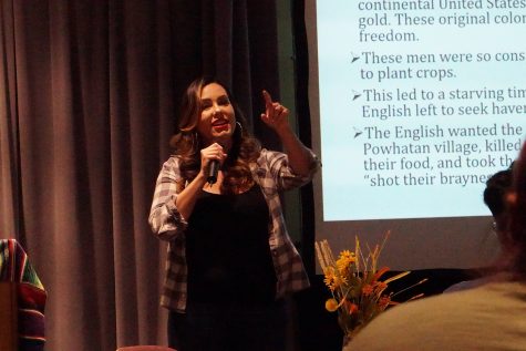 Dr. April Tellez speaks on Nov. 19, at the Thanks-Taking feast shedding light on the real “magic” of Thanksgiving for El Centro. Photo. credit: Joshua Sanchez/SAC.Media.