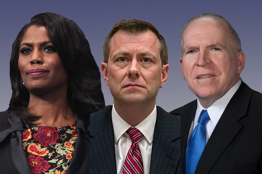 Omarosa, left, Peter Stzork, middle, and John Brennan, right, each have their own grievances with the Trump administration.