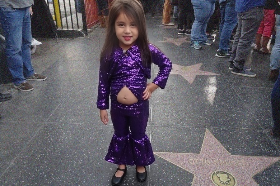 Three year-old dressed in Selena's iconic purple outfit on the Hollywood Walk of Fame on Nov 3, 2017 . Photo Credit: Melody Waintal/SAC.Media