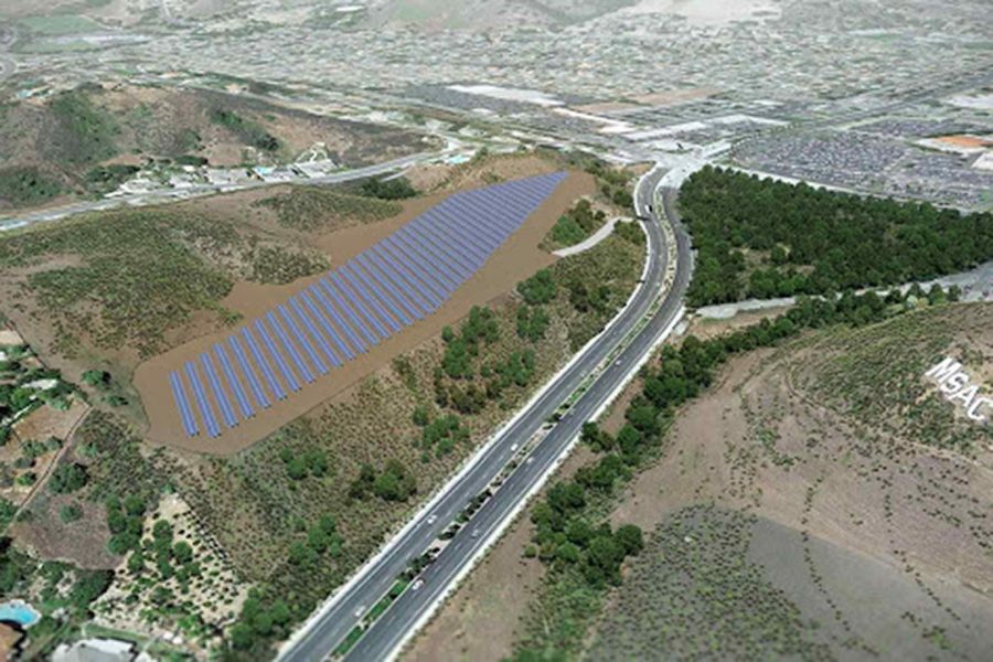 An artist's rendition of the Solar Farm along Grand Ave. Photo from the Mt. SAC website.