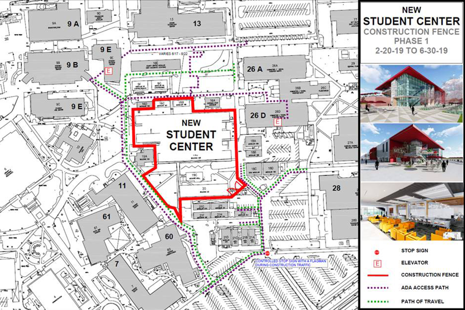 Foot Traffic During Student Center Construction