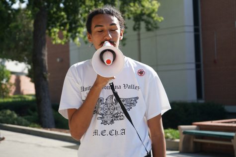 MEChA de Mt. SAC member Pedro Mariano Gonzalez speaks at Mt. SAC on October 14, 2019. Photo credit: Abraham Navarro/SAC.Media.
