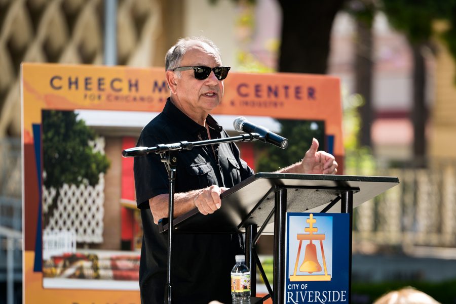 Cheech Marin speaking at the press conference announcing the proposal for the creation of the Cheech Marin Center for Chicano Art, Culture, and Industry. Alex Herrera/SAConScene