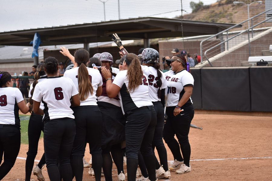 Mt. SAC Softball celebrates at home on Friday, May 18. Photo Credit: Lauren Scheer/SAC.Media