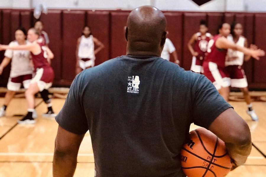 Zack Hope at practice with the 2019-20 Mt. SAC womens basketball team. Photo Credit: Mt. SAC Womens Basketball @mt.sacwbk 