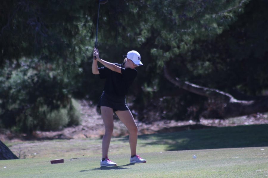 Katerina Cervantes taking a rip at El Prado Gold Course on Oct. 20.