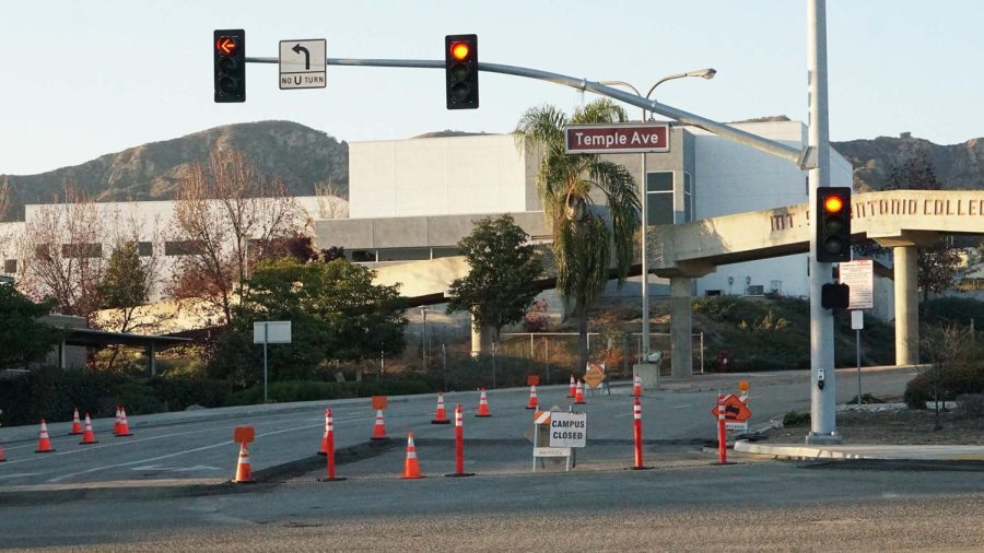 Temple Avenue is blocked off with signs and traffic cones on Jan. 4.