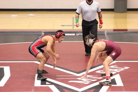 David Saenz looking for the takedown against Santa Ana College Oct. 22.
