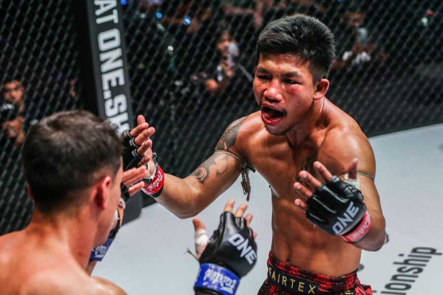 Rodtang “The Iron Man” Jitmuangnon (Right) waves on the damage from Joseph Lasiri (Left) in another classic performance from the Muay Thai brawler during ONE on Prime Video 4 (via ONE Championship)
