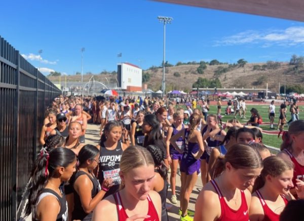 The line of girls for one race just before they head down to the starting line can exceed dozens of competitors.