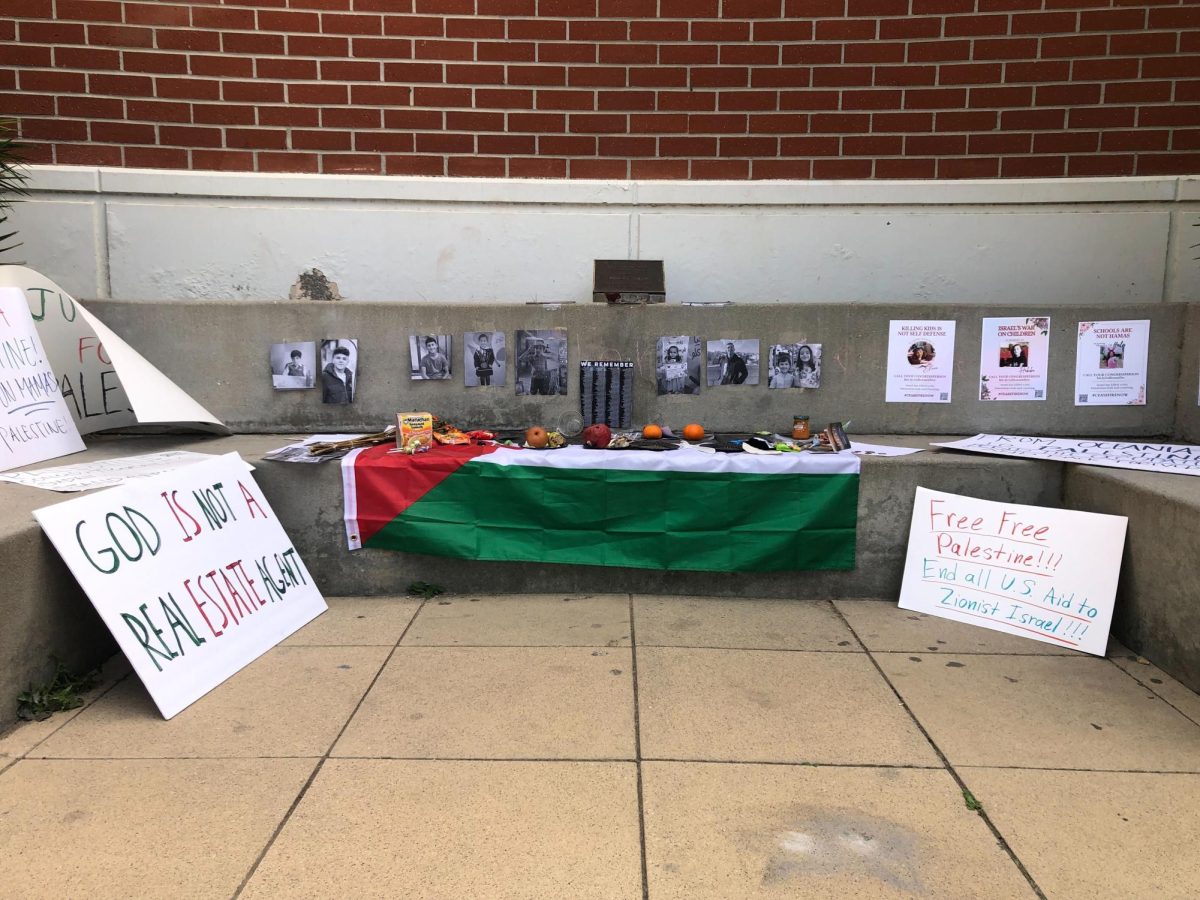 Ofrenda for deceased Palestinian civilians at the Mt. SAC building 26A courtyard.