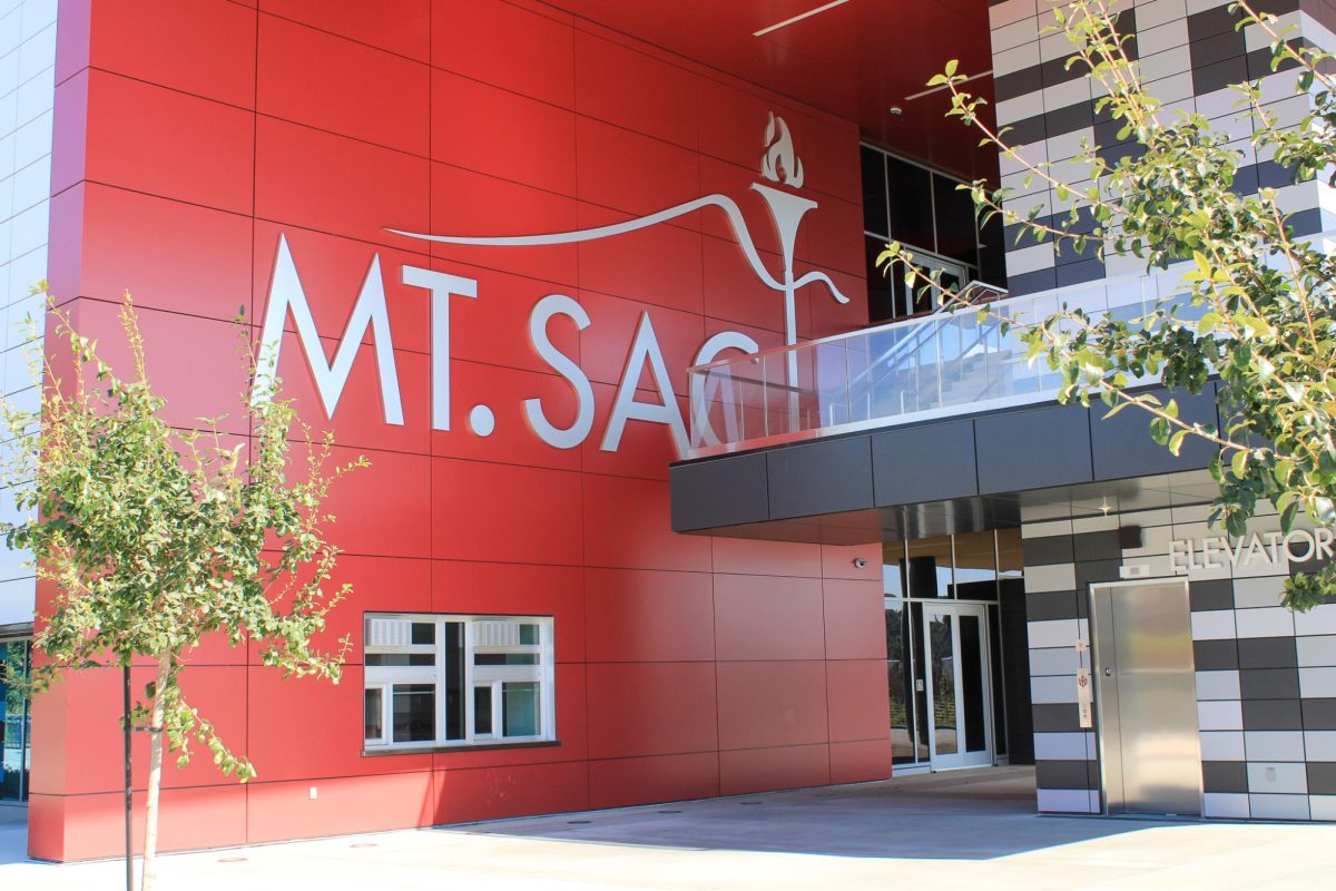 A large Mt. SAC logo on the Student Center.