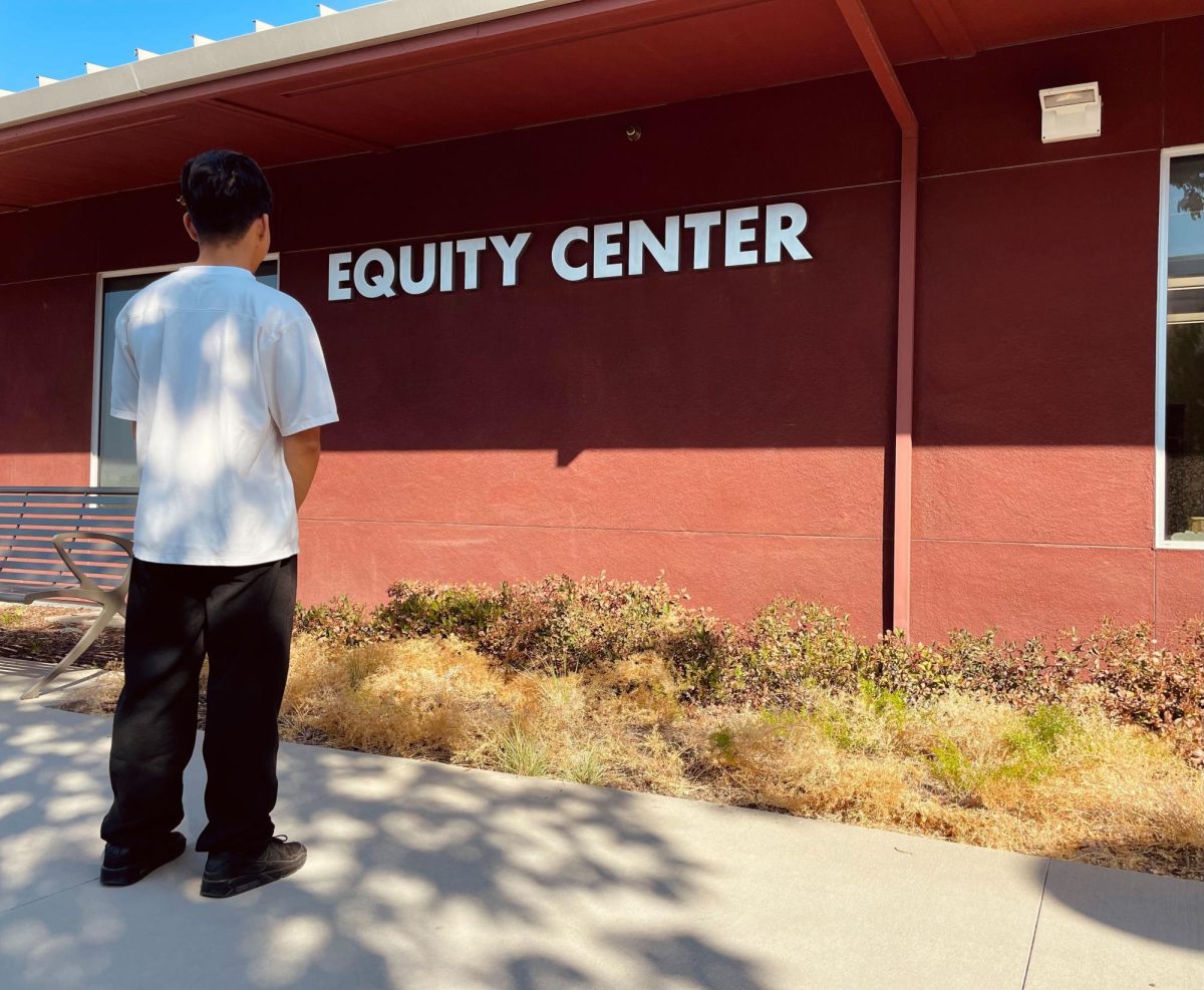 Student looking at the Equity Center at Mt. SAC