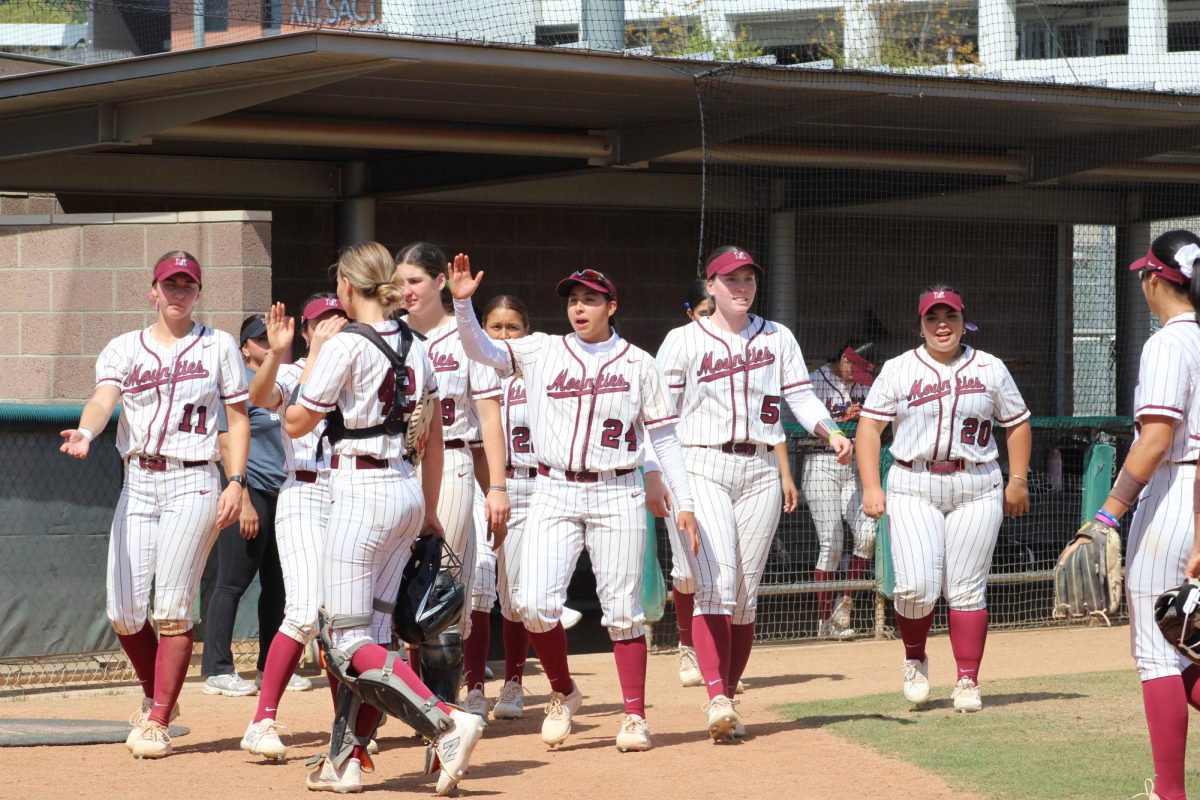 SAC celebrating a play against the Pasadena Lancers March 20.

