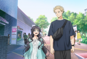 Rintaro Tsumugi (right) and Kaoruko Waguri (left). (Screenshot from The Fragrant Flower Blooms With Dignity. Directed by Miyuki Kuroki.)