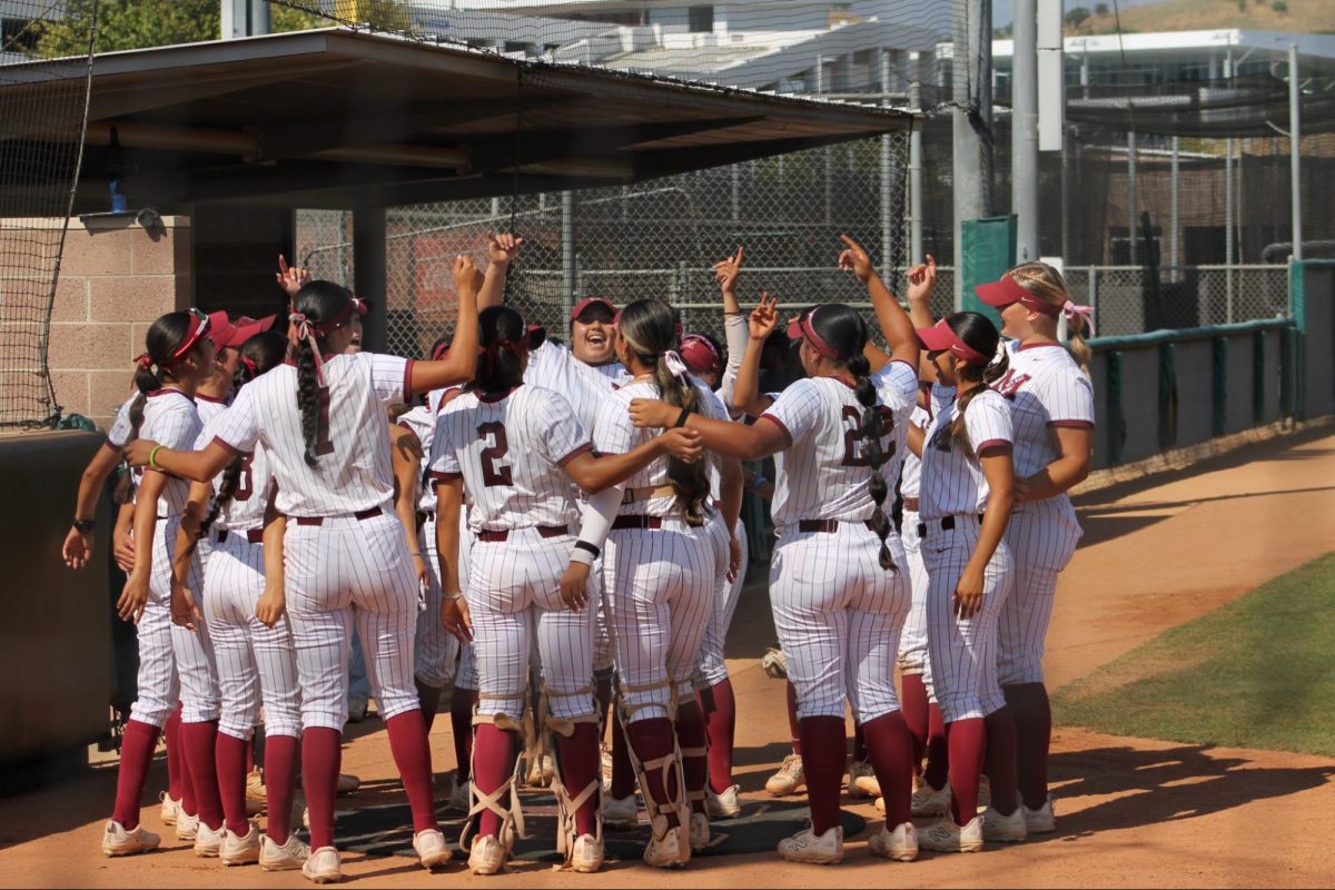 Softball team hypes up before the game began.