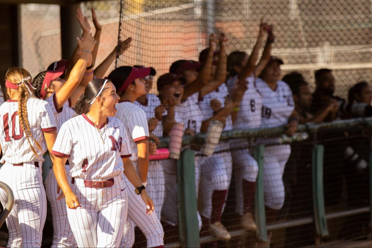 The dugout goes wild after the first home run of the game. 